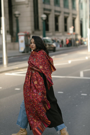 Maroon Floral Kani