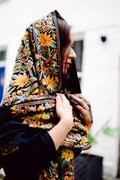 Woman wearing patterned hand embroidered stole